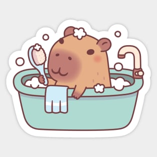 Cute Capybara Taking A Bath In Bathtub Sticker